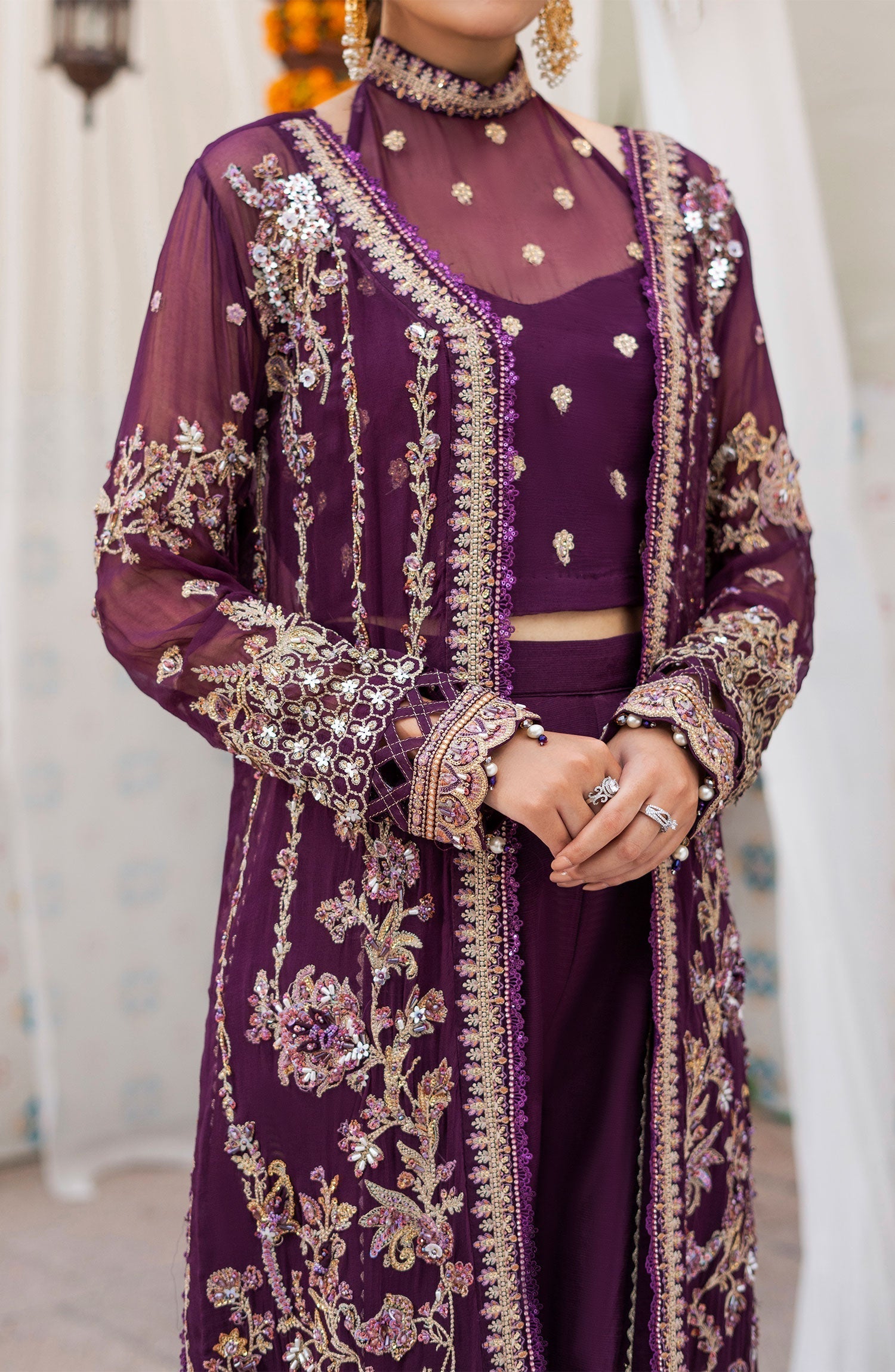 Zarin by Eleshia Embroidered Bamber 3Pc Suit D-07 Medea - House Of Hania