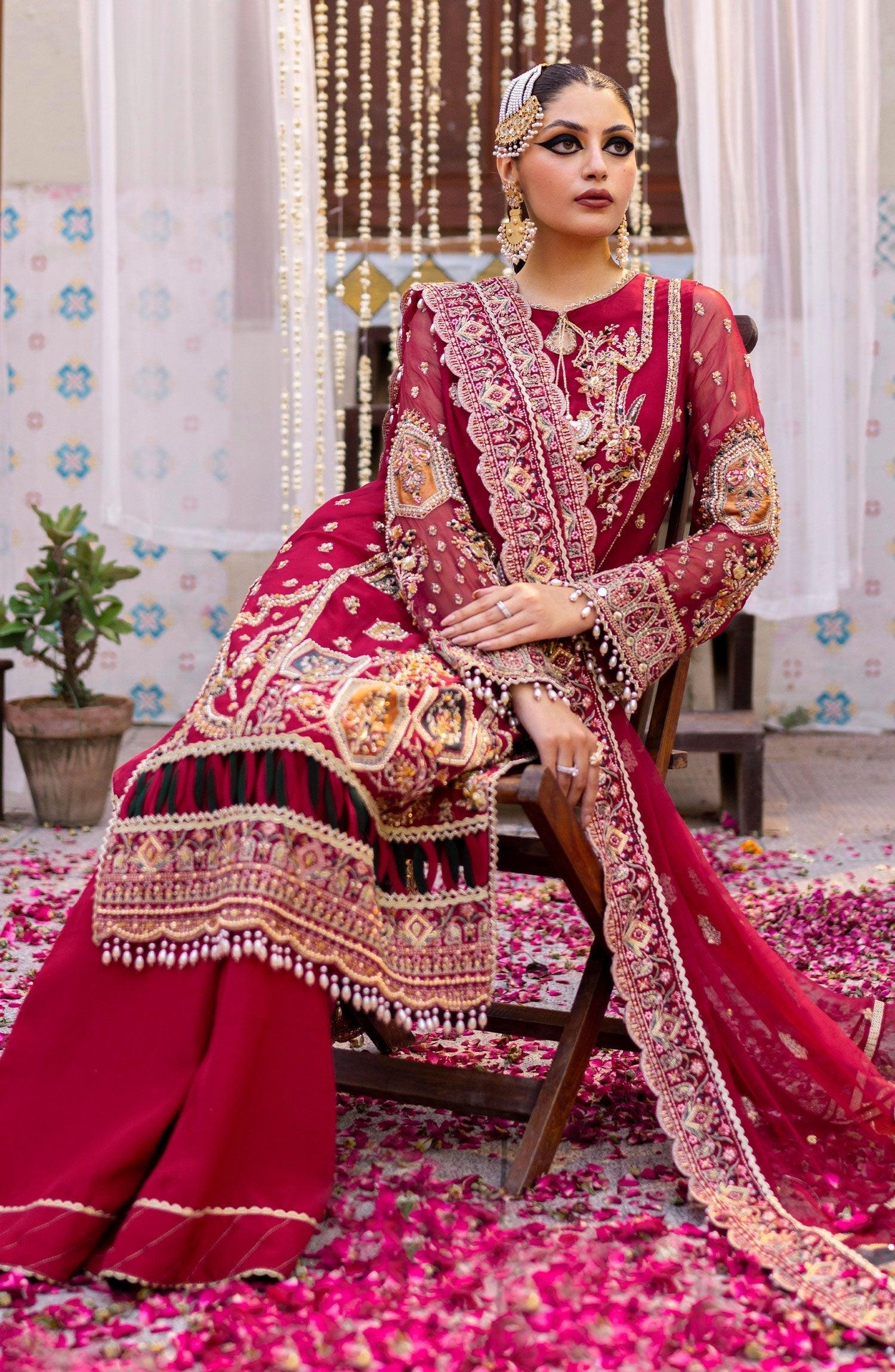Zarin by Eleshia Embroidered Bamber 3Pc Suit D-08 Narina - House Of Hania
