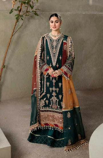 Zarin by Eleshia Embroidered Chiffon 3Pc Suit - GUL RANG - House Of Hania