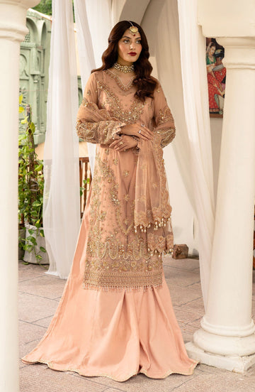 Zarin by Eleshia Embroidered Net 3Pc Suit D-02 Leena - House Of Hania