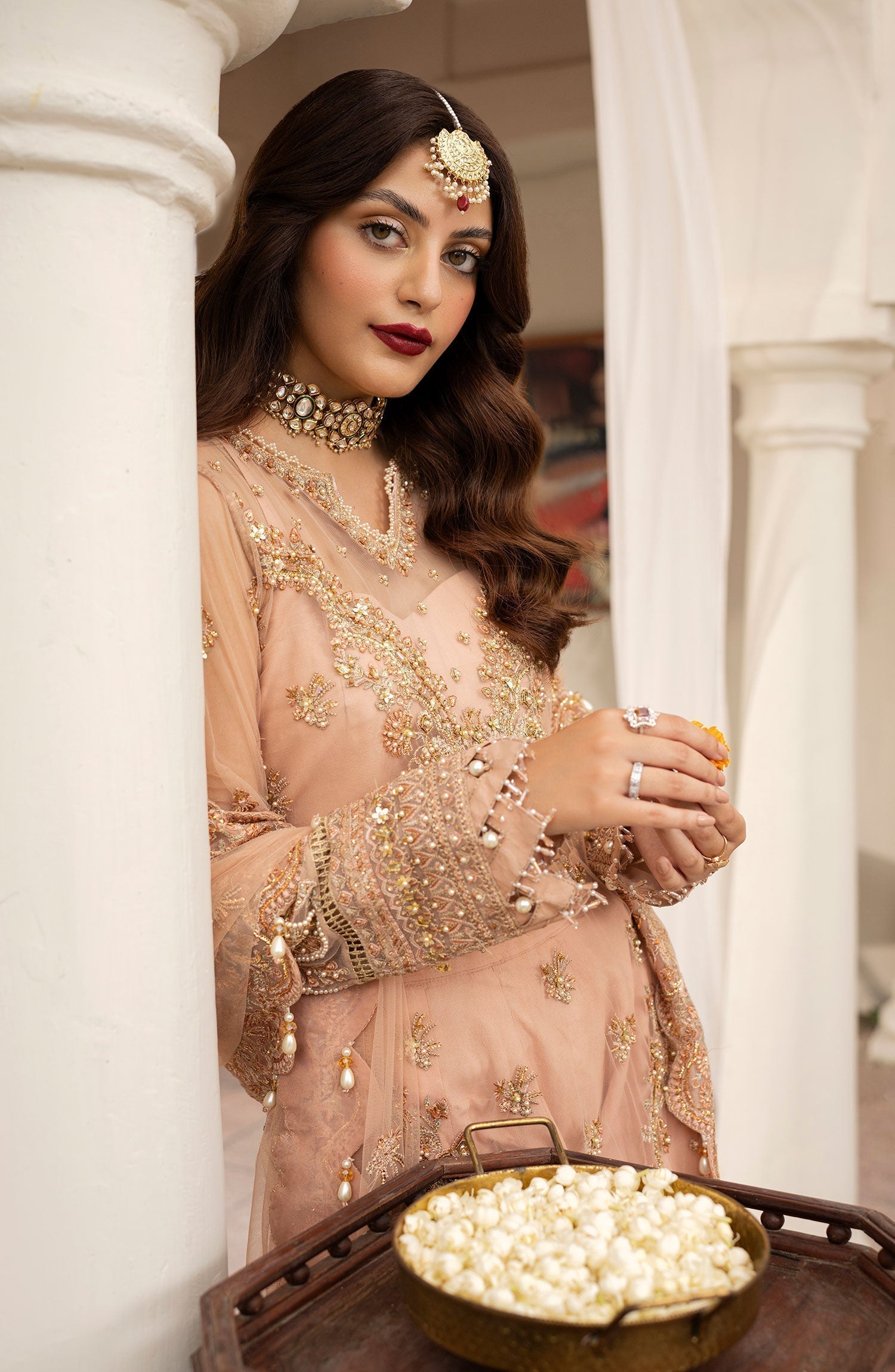 Zarin by Eleshia Embroidered Net 3Pc Suit D-02 Leena - House Of Hania