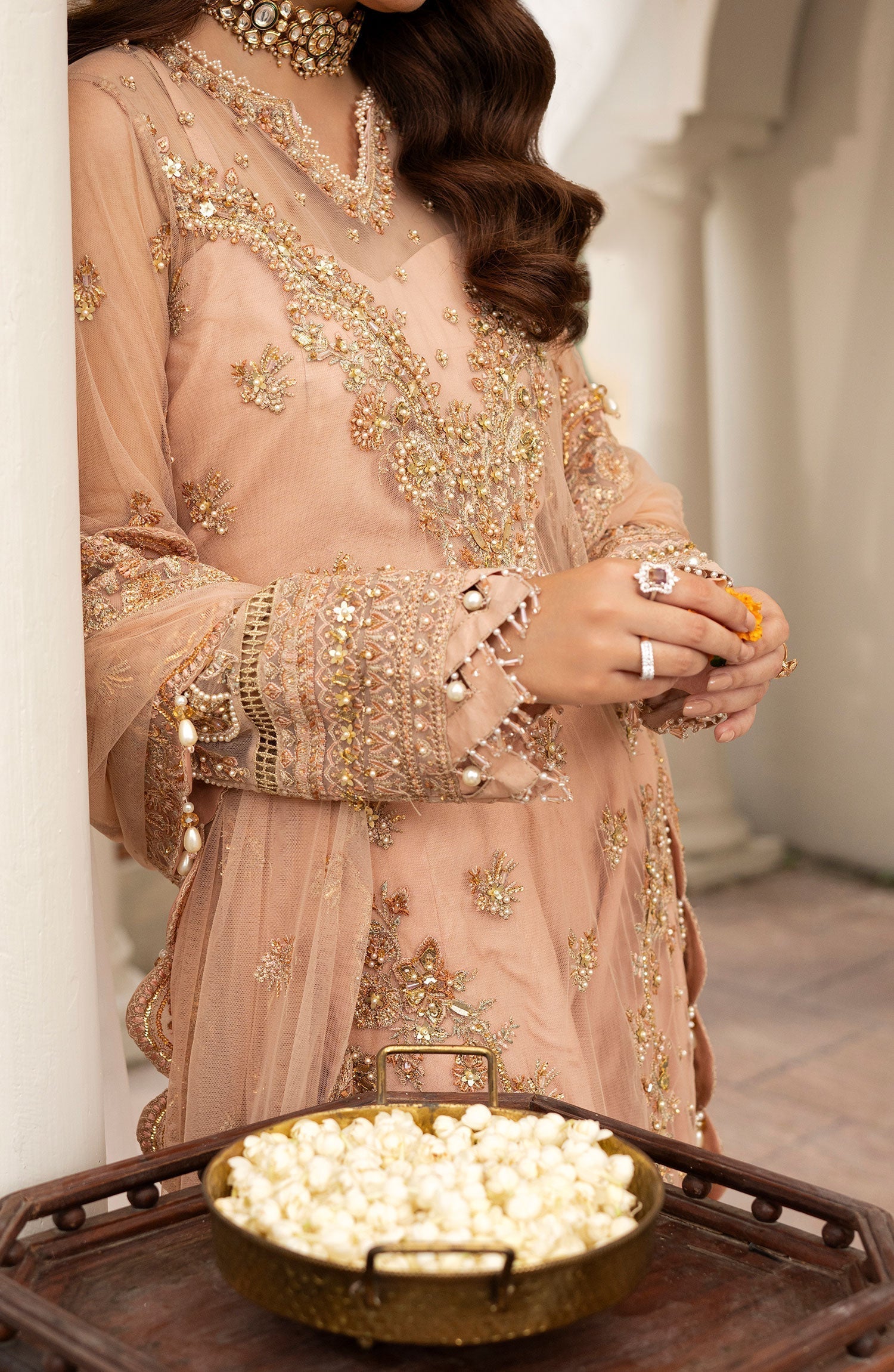 Zarin by Eleshia Embroidered Net 3Pc Suit D-02 Leena - House Of Hania