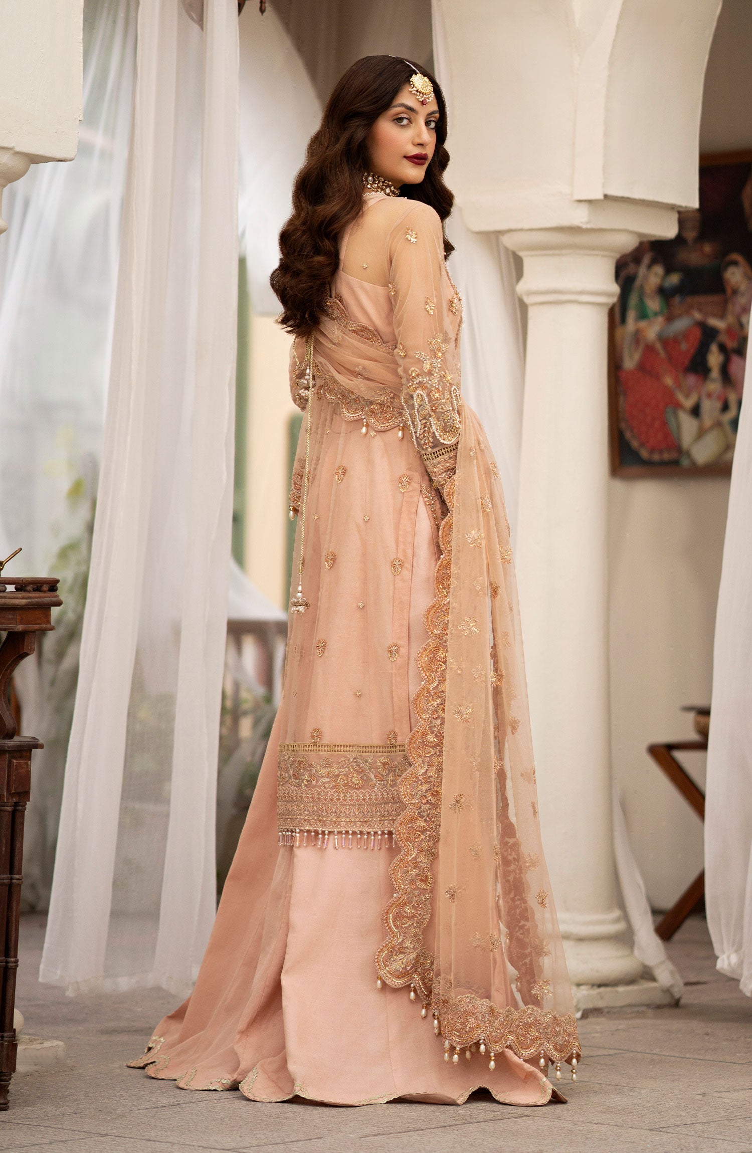Zarin by Eleshia Embroidered Net 3Pc Suit D-02 Leena - House Of Hania
