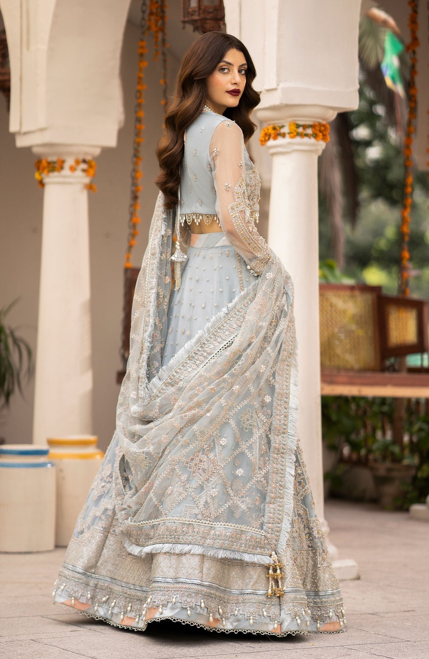Zarin by Eleshia Embroidered Net 3Pc Suit D-04 Nerisa - House Of Hania