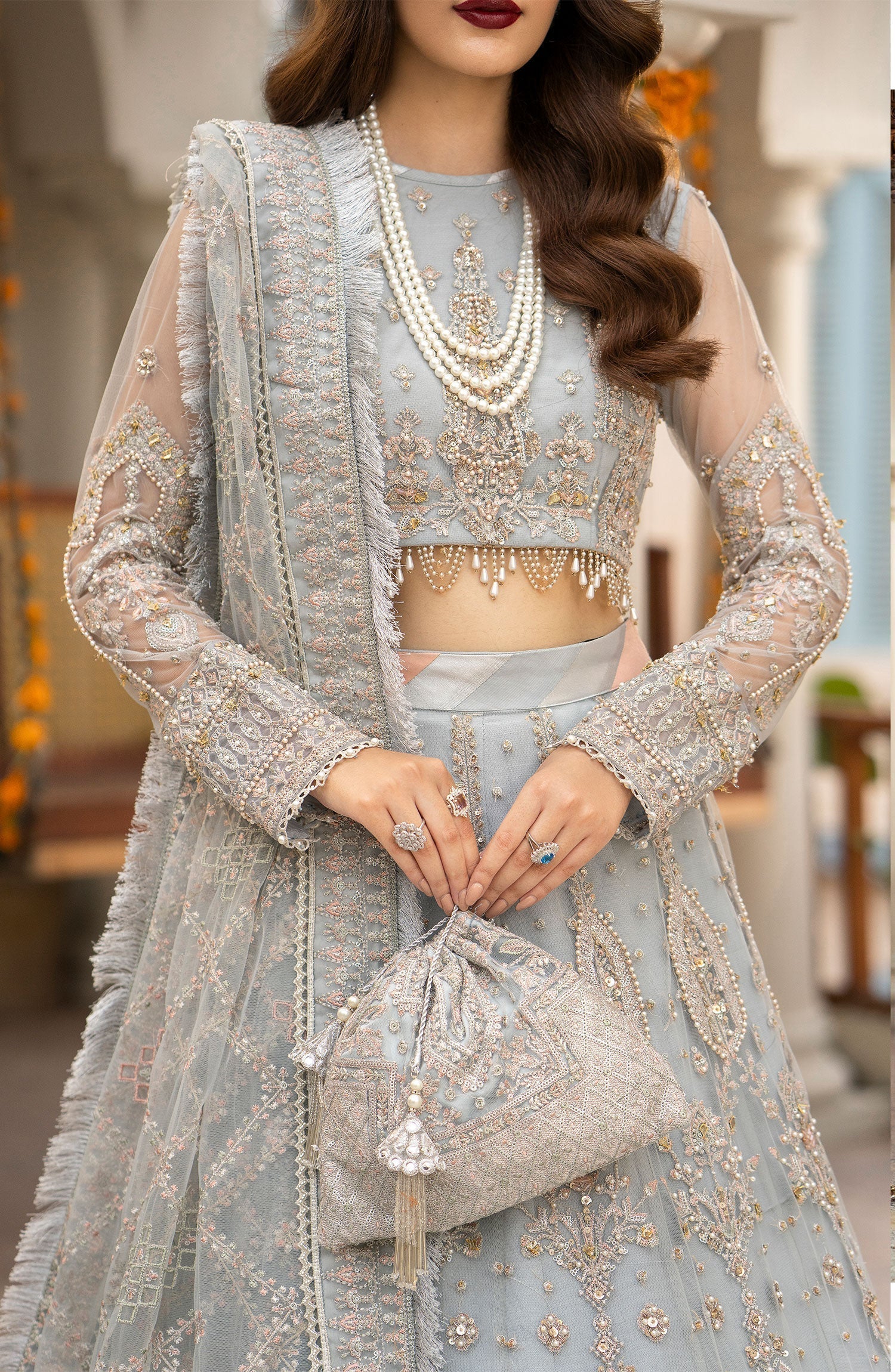 Zarin by Eleshia Embroidered Net 3Pc Suit D-04 Nerisa - House Of Hania