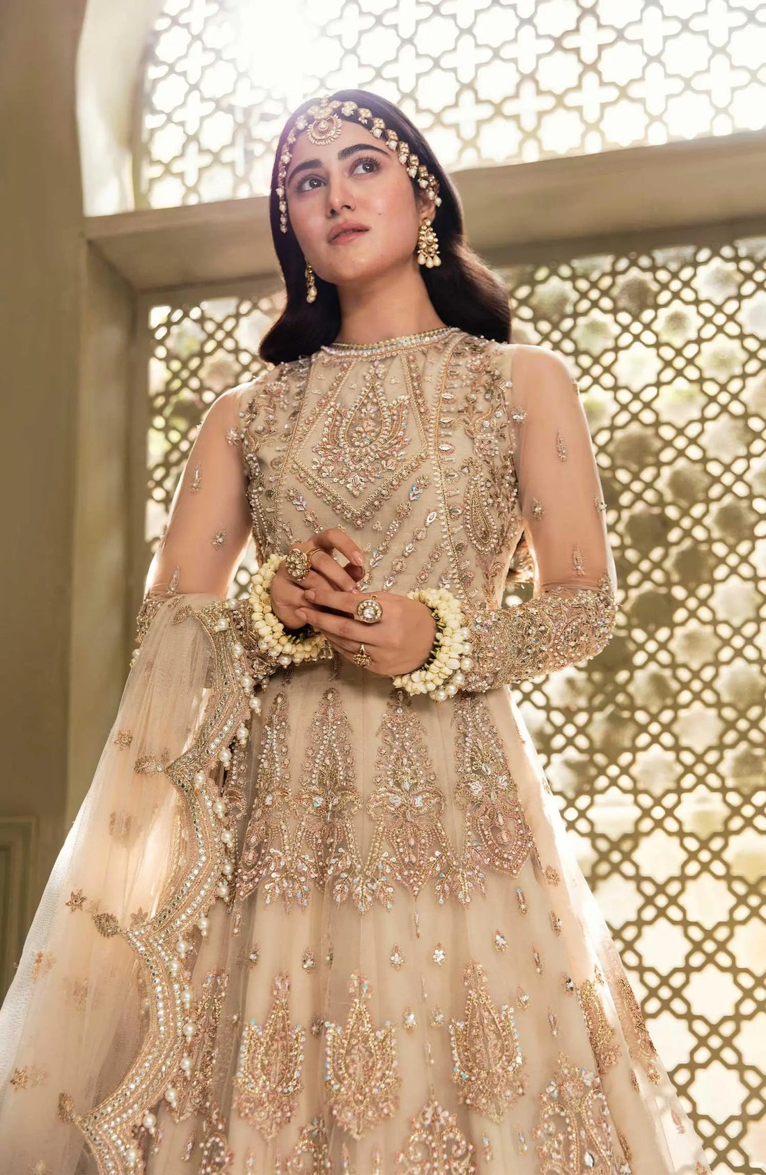 Zarin by Eleshia Embroidered Net 3Pc Suit - KANEEL - House Of Hania