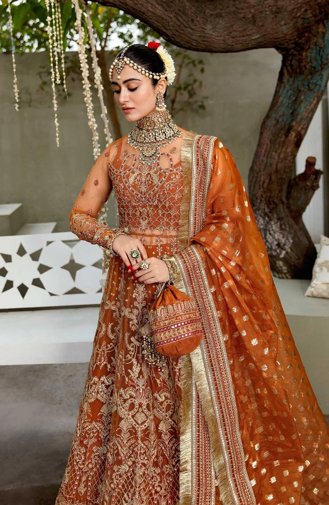 Zarin by Eleshia Embroidered Net 3Pc Suit - KHWAHER - House Of Hania