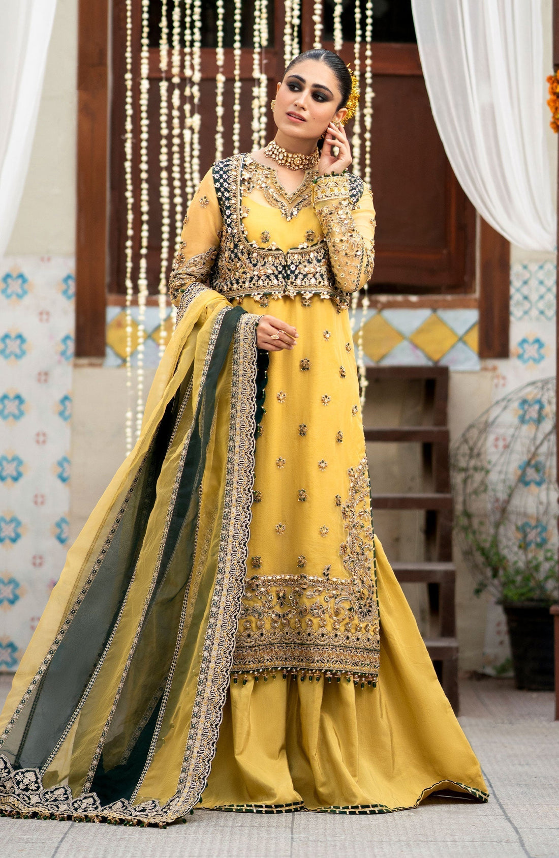 Zarin by Eleshia Embroidered Organza 3Pc Suit D-05 Oriana - House Of Hania