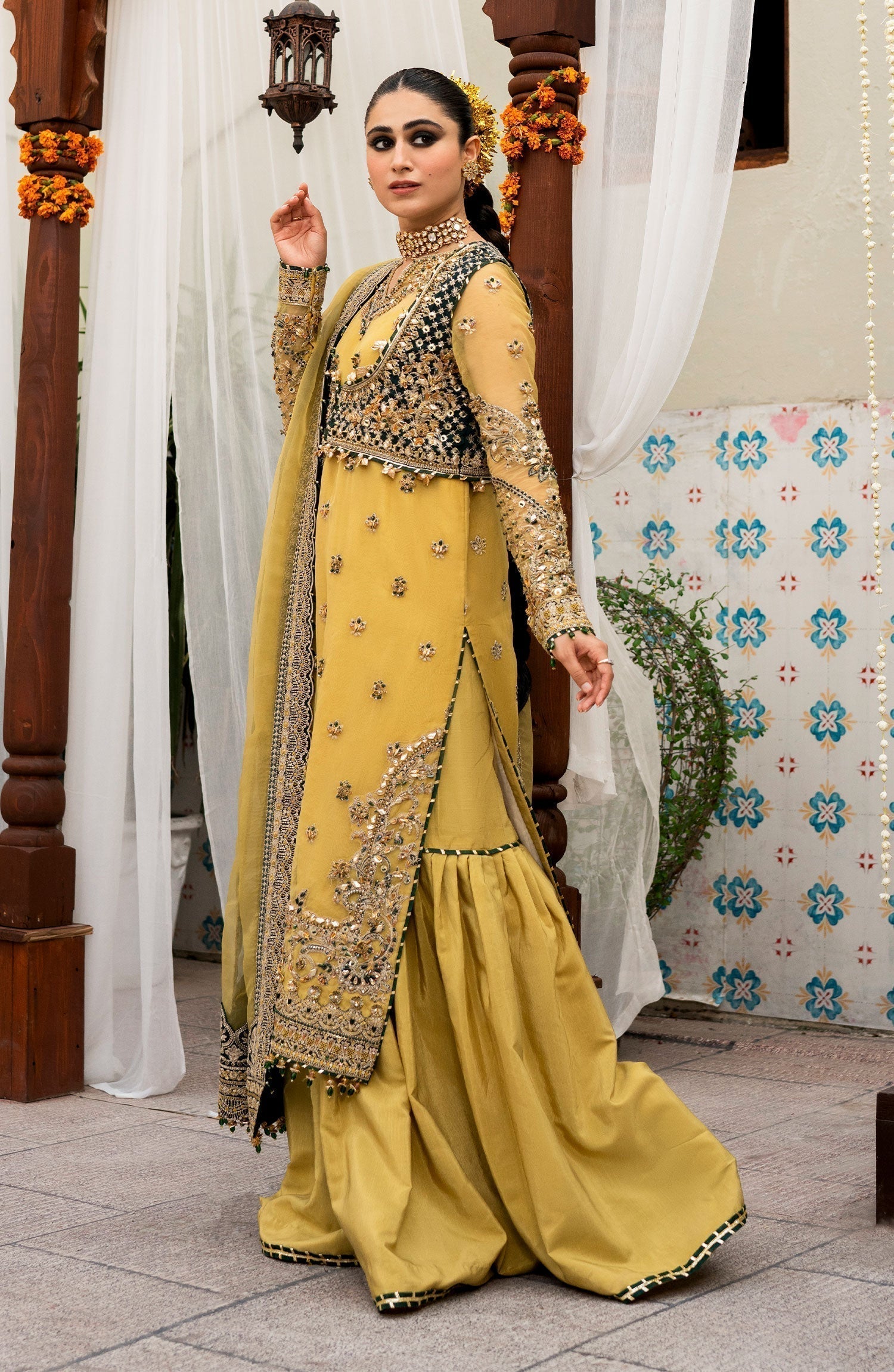 Zarin by Eleshia Embroidered Organza 3Pc Suit D-05 Oriana - House Of Hania