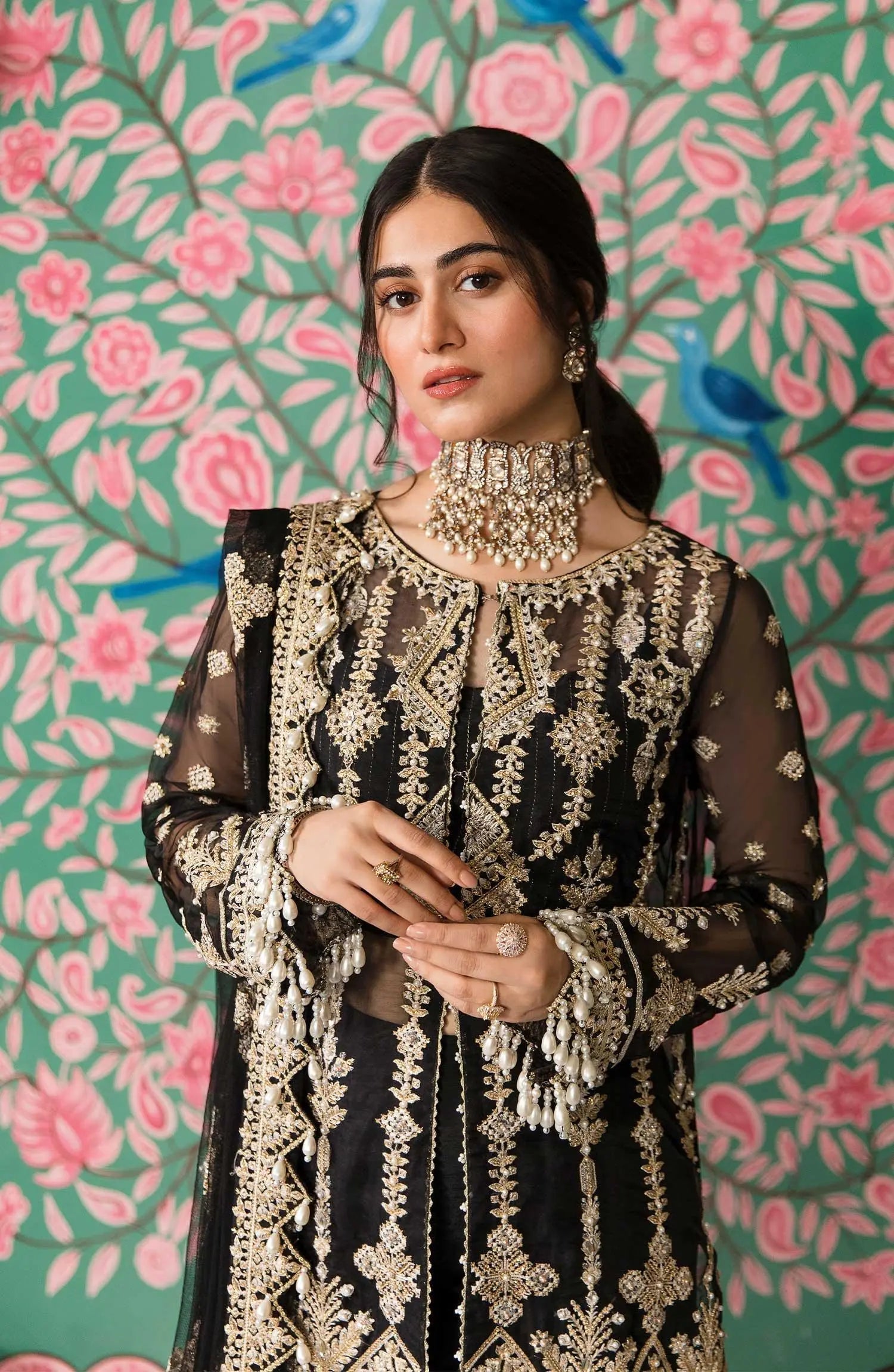 Zarin by Eleshia Embroidered Organza 3Pc Suit - KABEERA - House Of Hania