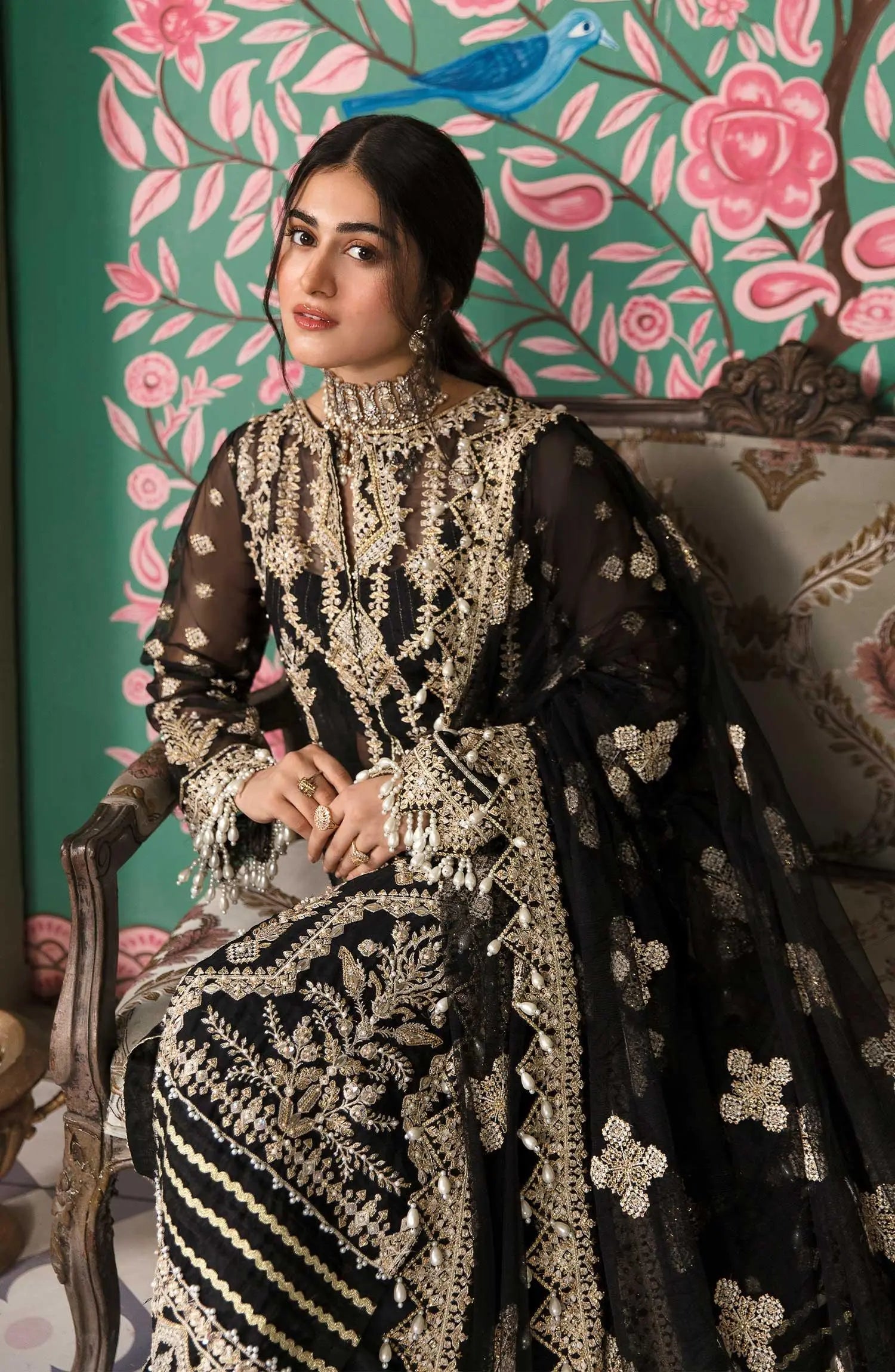 Zarin by Eleshia Embroidered Organza 3Pc Suit - KABEERA - House Of Hania