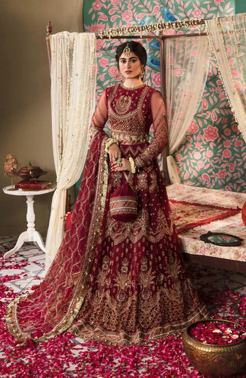 Zarin by Eleshia Unstitched Embroidered Net 3Pc Suit - ASHMIZA - House Of Hania