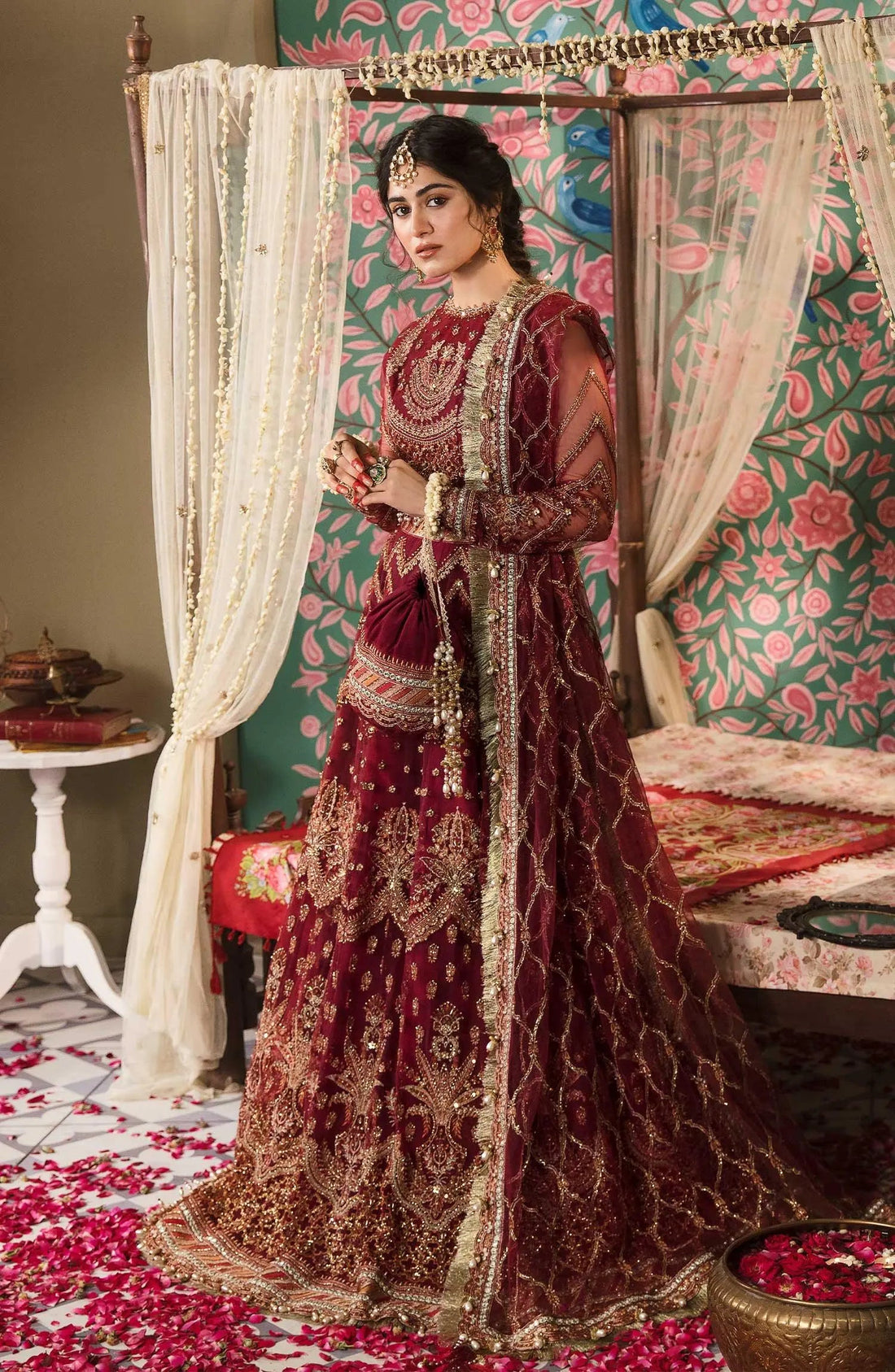 Zarin by Eleshia Unstitched Embroidered Net 3Pc Suit - ASHMIZA - House Of Hania