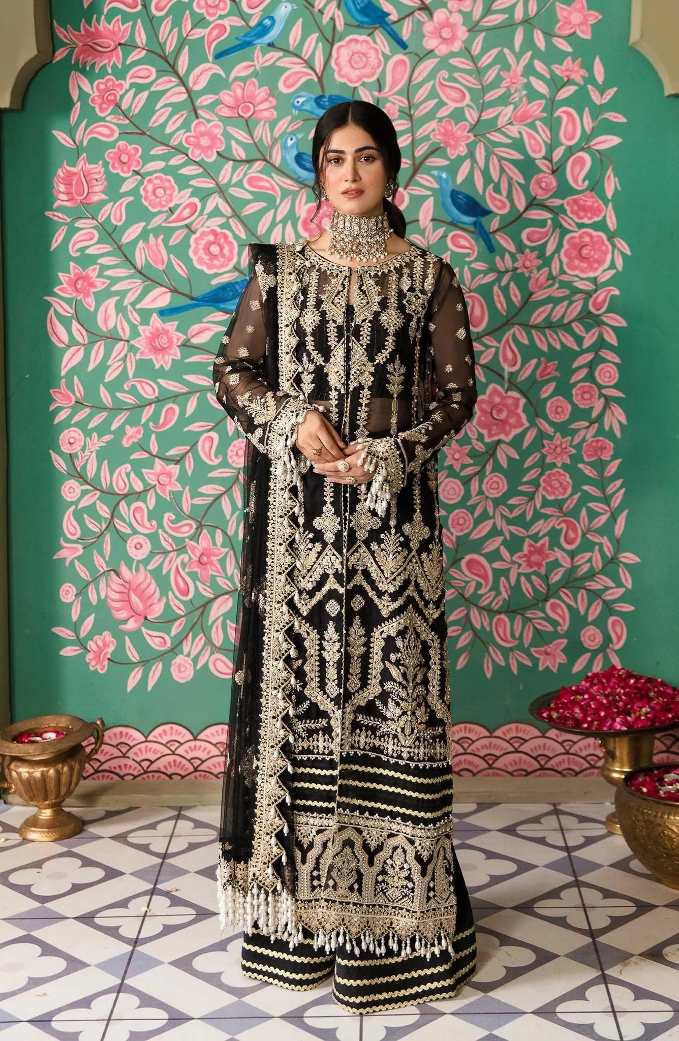 Zarin by Eleshia Unstitched Embroidered Organza 3Pc Suit - KABEERA - House Of Hania