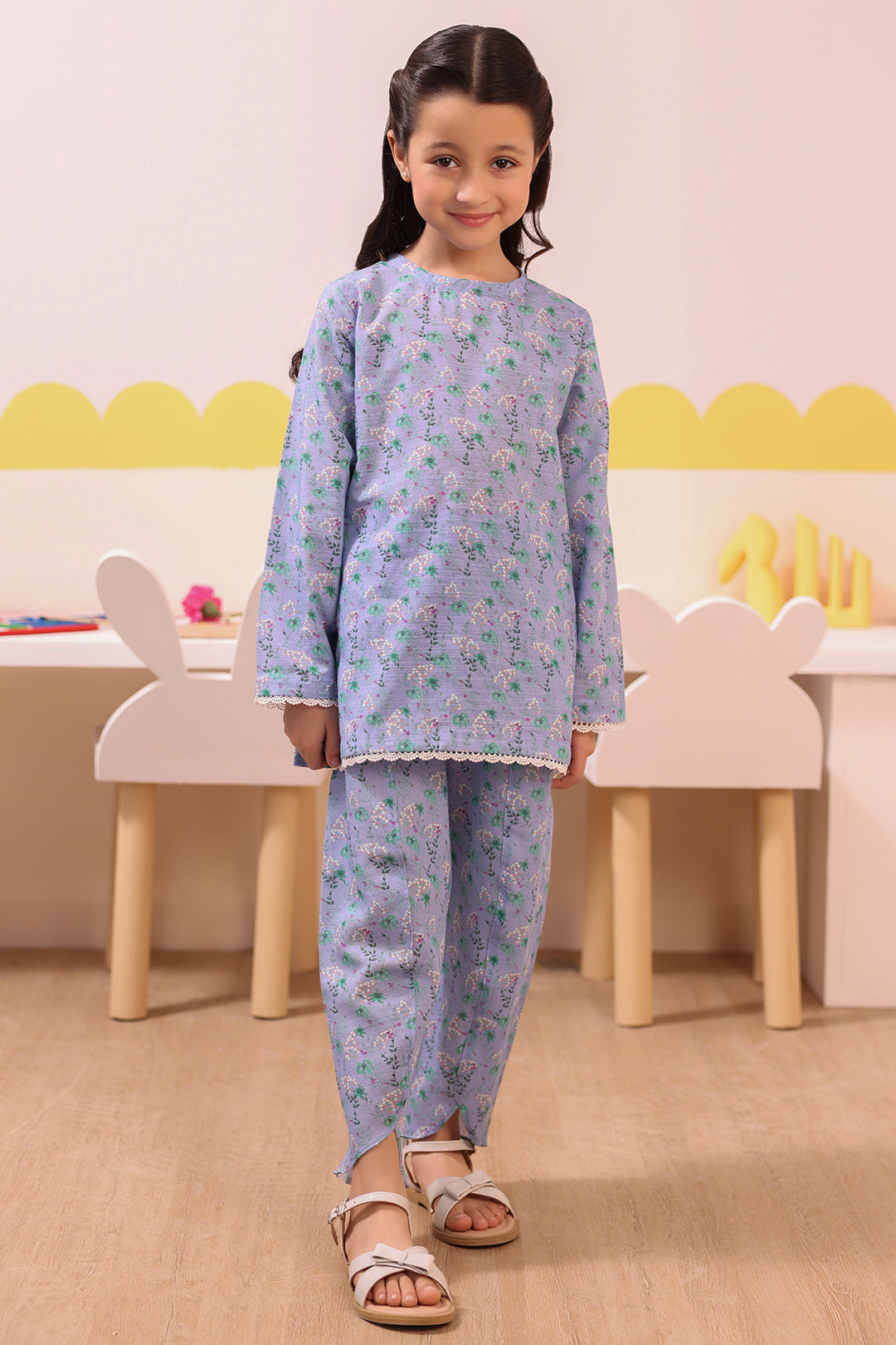 Zellbury Girls | 2 Piece Khaddar | Kurta Trouser - 2748 - House Of Hania
