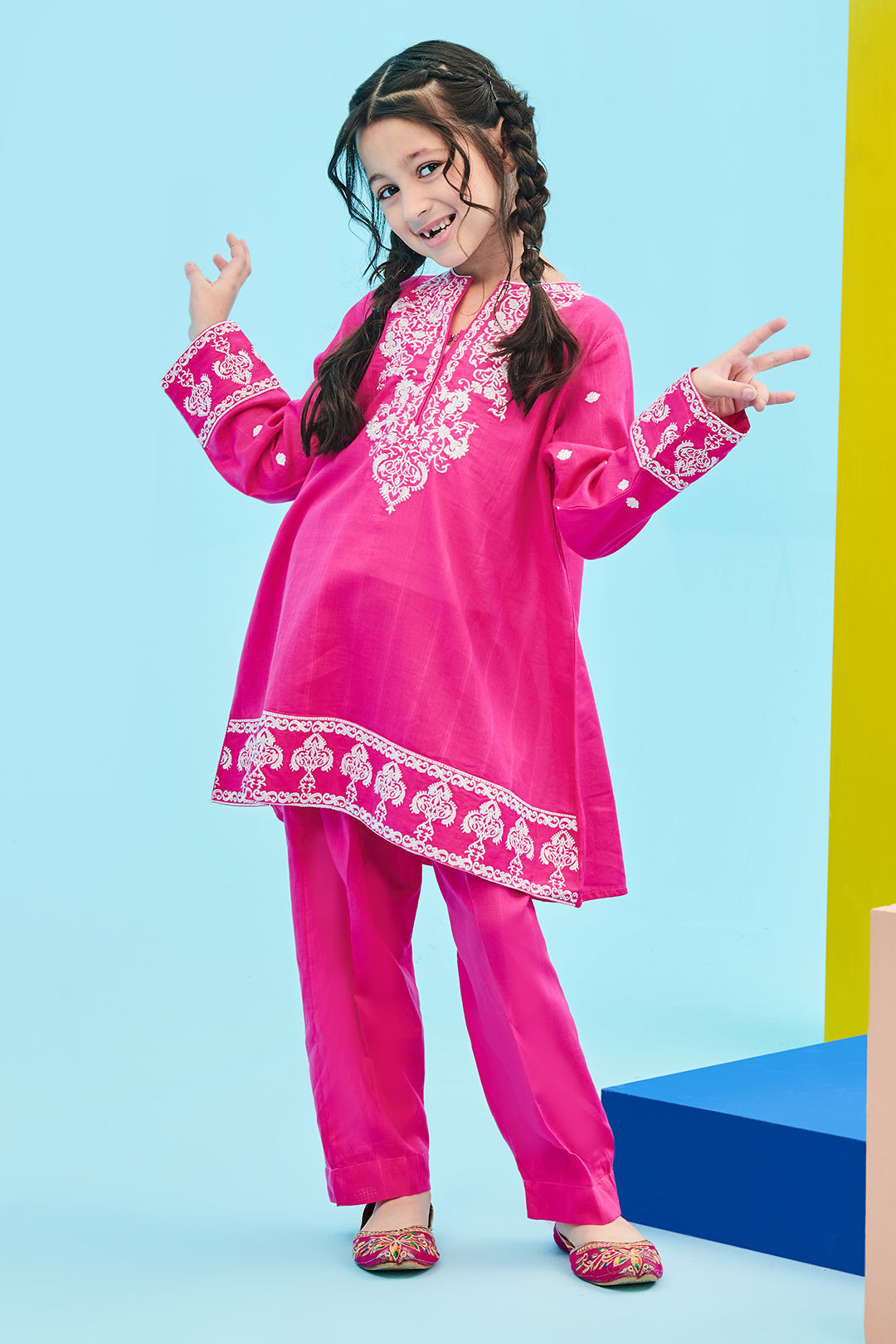 Zellbury Girls | 2 Piece Lawn | Embroidered Kurta Trouser - 2464 - House Of Hania