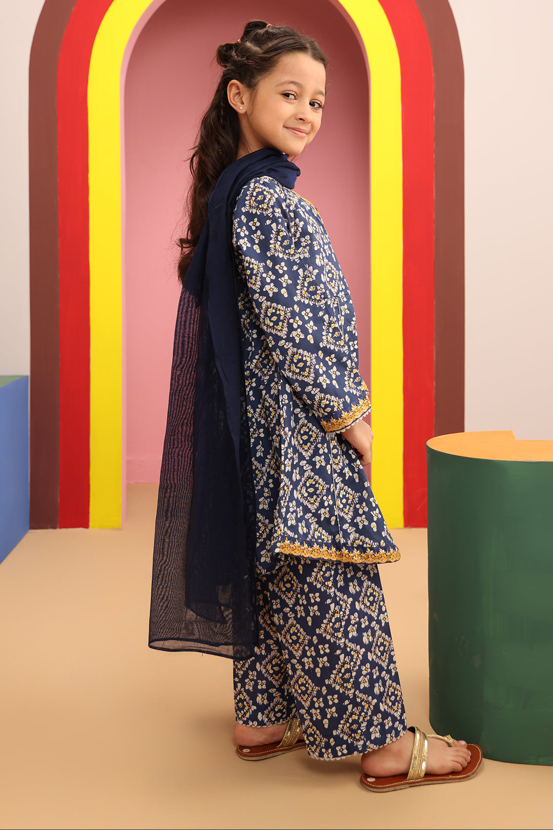 Zellbury Girls | 3 Piece Cambric | Embroidered Kurta Dupatta Trouser - 3821 - House Of Hania