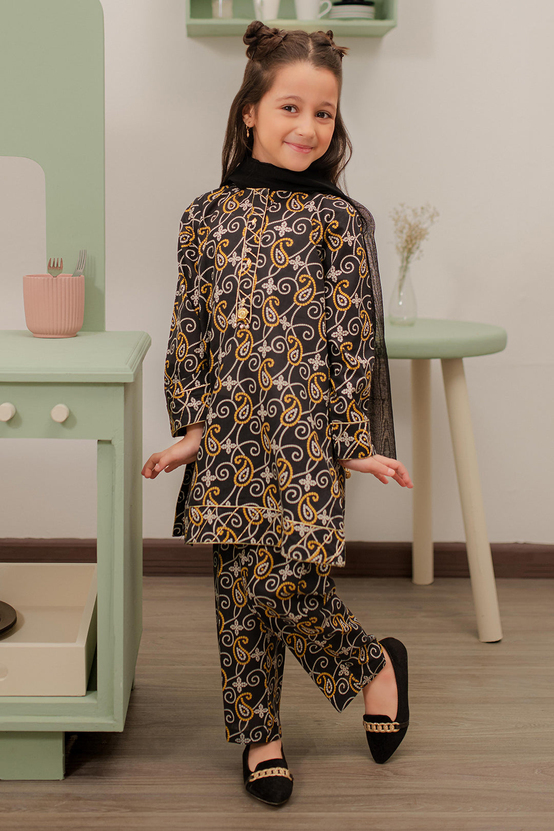 Zellbury Girls | 3 Piece Cambric | Embroidered Kurta Dupatta Trouser - 3823 - House Of Hania
