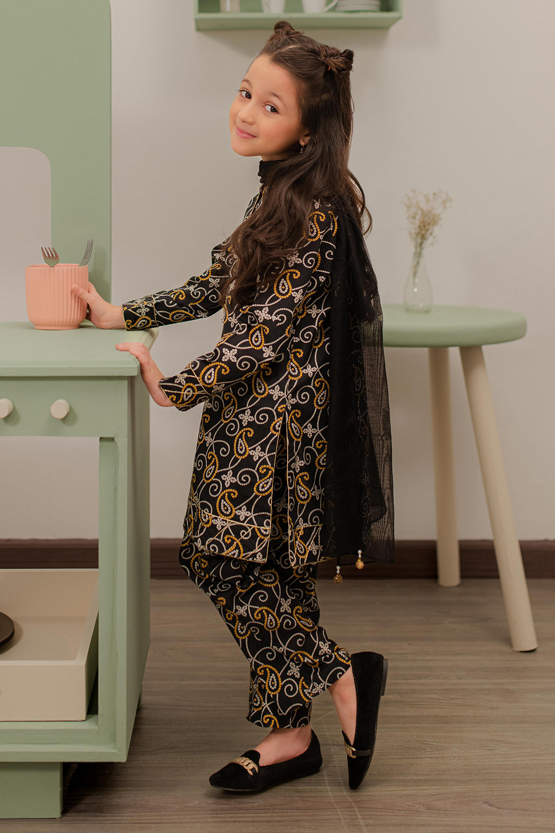 Zellbury Girls | 3 Piece Cambric | Embroidered Kurta Dupatta Trouser - 3823 - House Of Hania