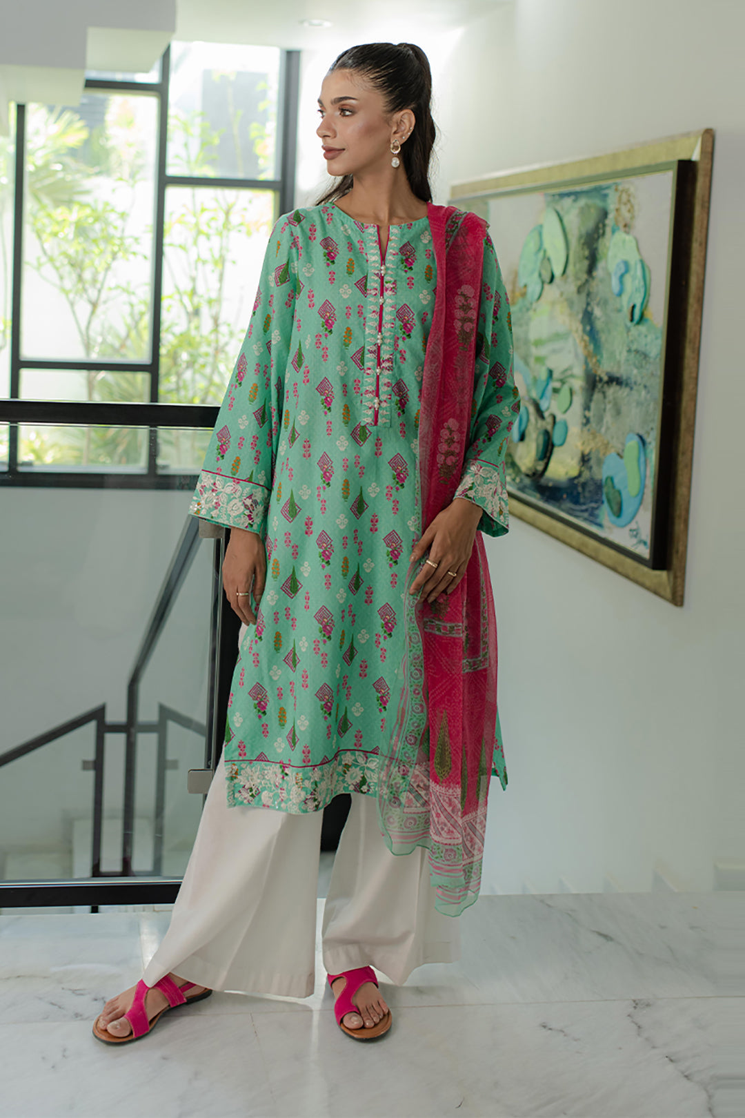 Zellbury | Summer Pret | Embroidered Kurta Dupatta - 1704 - House Of Hania