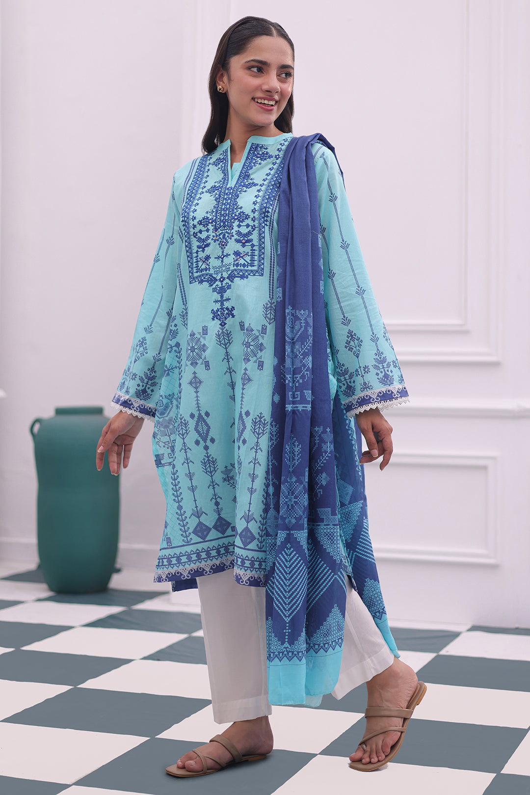 Zellbury | Summer Pret | Embroidered Kurta Dupatta - 1907 - House Of Hania