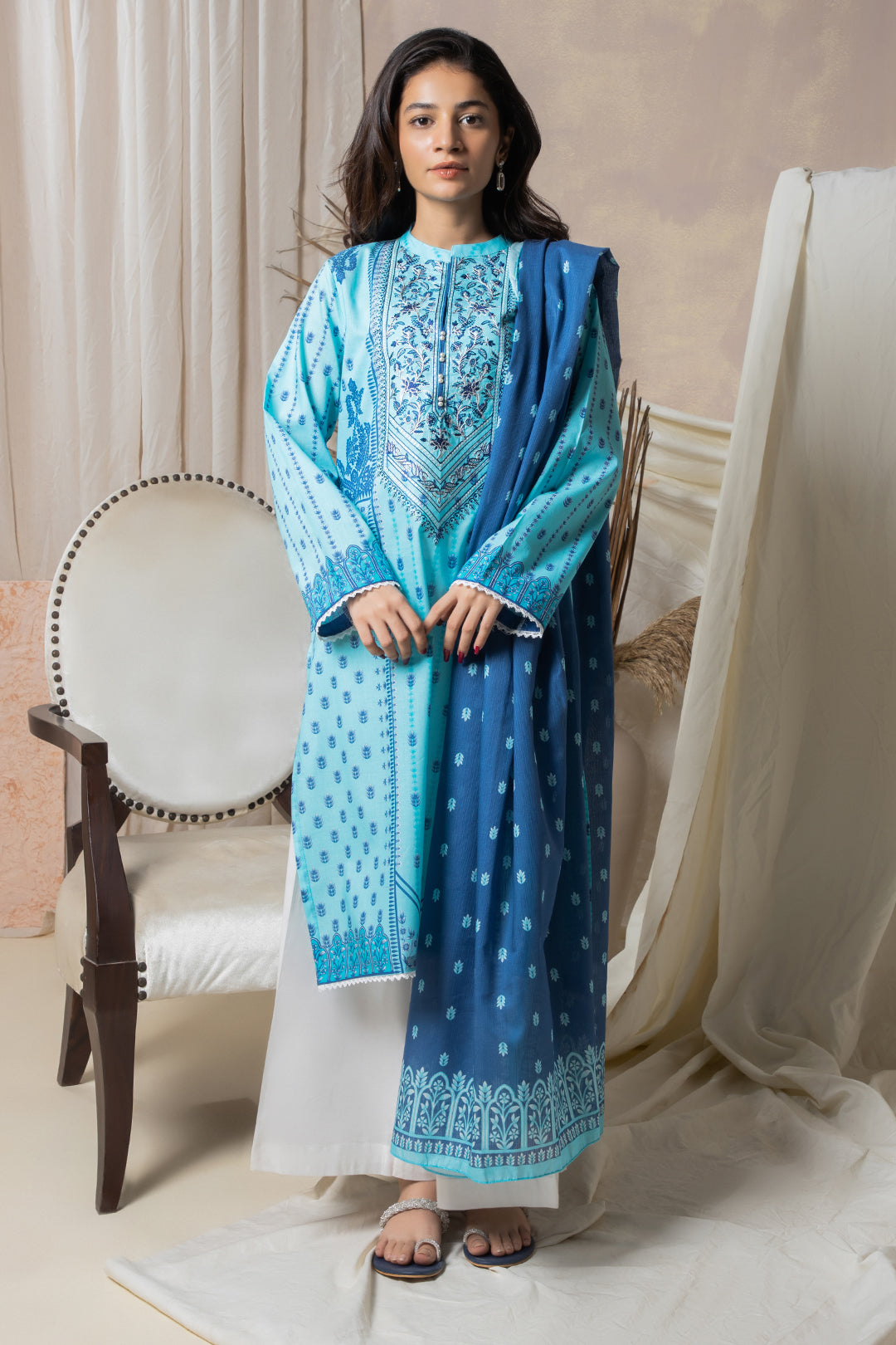 Zellbury | Summer Pret | Embroidered Kurta Dupatta - 2070 - House Of Hania