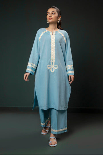 Zellbury | Summer Pret | Embroidered Kurta Trouser - 0977 - House Of Hania