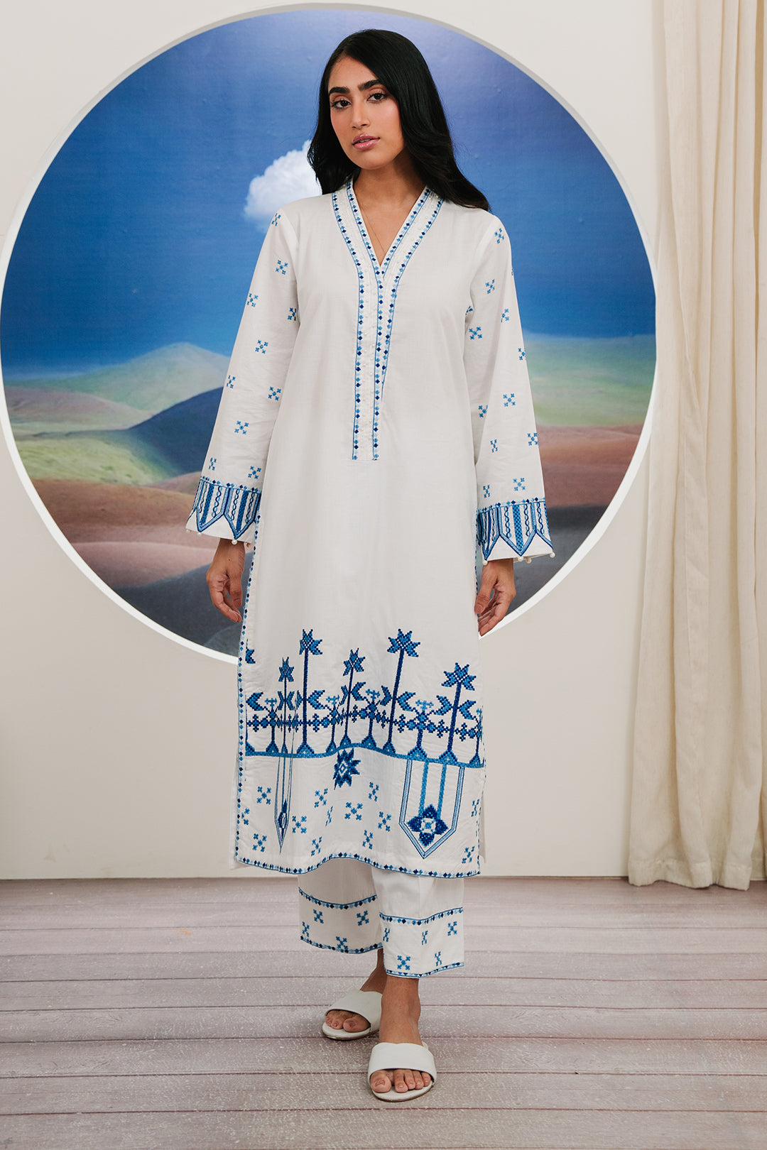 Zellbury | Summer Pret | Embroidered Kurta Trouser - 1984 - House Of Hania