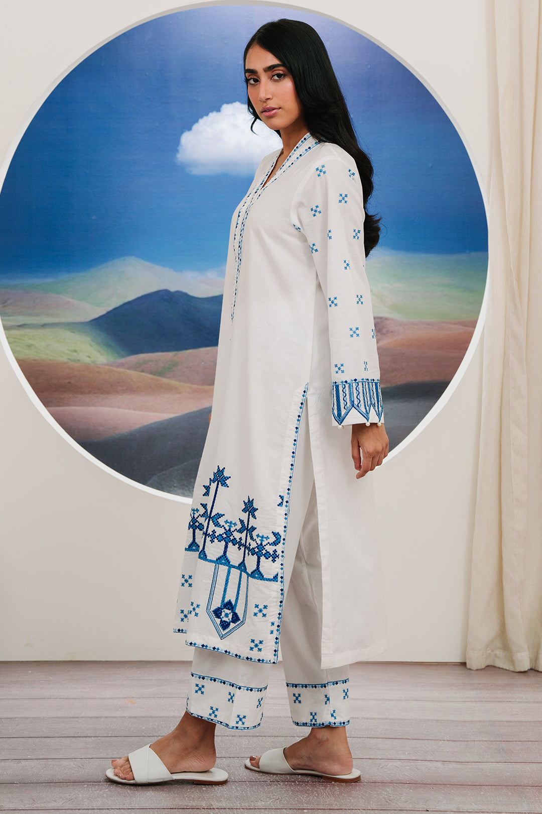 Zellbury | Summer Pret | Embroidered Kurta Trouser - 1984 - House Of Hania