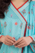 Zellbury | Unstitched 2 Piece Blue | Embroidered Shirt Dupatta - 1023 - House Of Hania