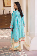 Zellbury | Unstitched 2 Piece Blue | Embroidered Shirt Dupatta - 1023 - House Of Hania