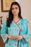 Zellbury | Unstitched 2 Piece Blue | Embroidered Shirt Dupatta - 1023 - House Of Hania