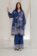 Zellbury | Unstitched 2 Piece Blue | Embroidered Shirt Shalwar - 0672 - House Of Hania
