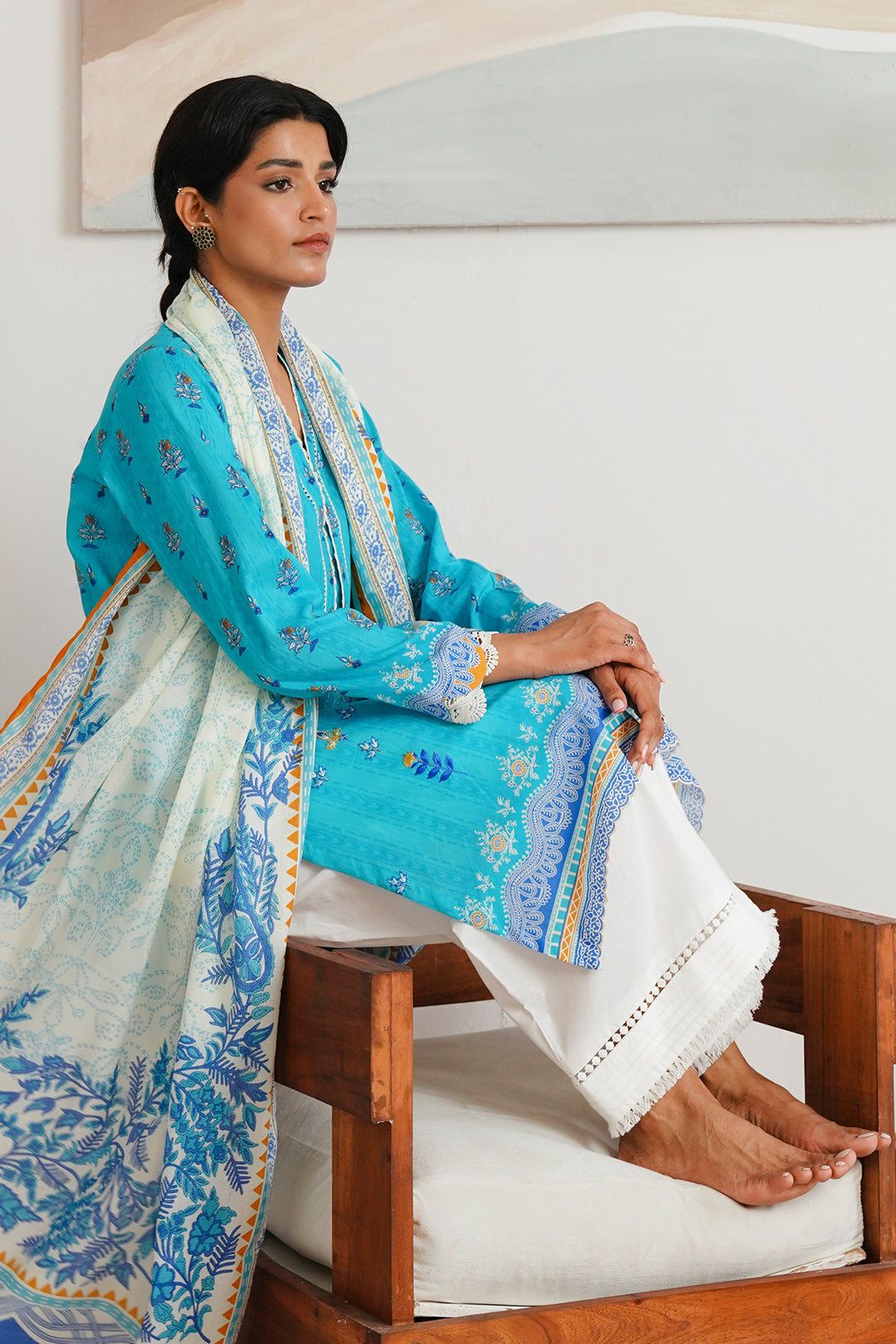 Zellbury | Unstitched 2 Piece Cambric | Embroidered Shirt Dupatta - 0020 - House Of Hania
