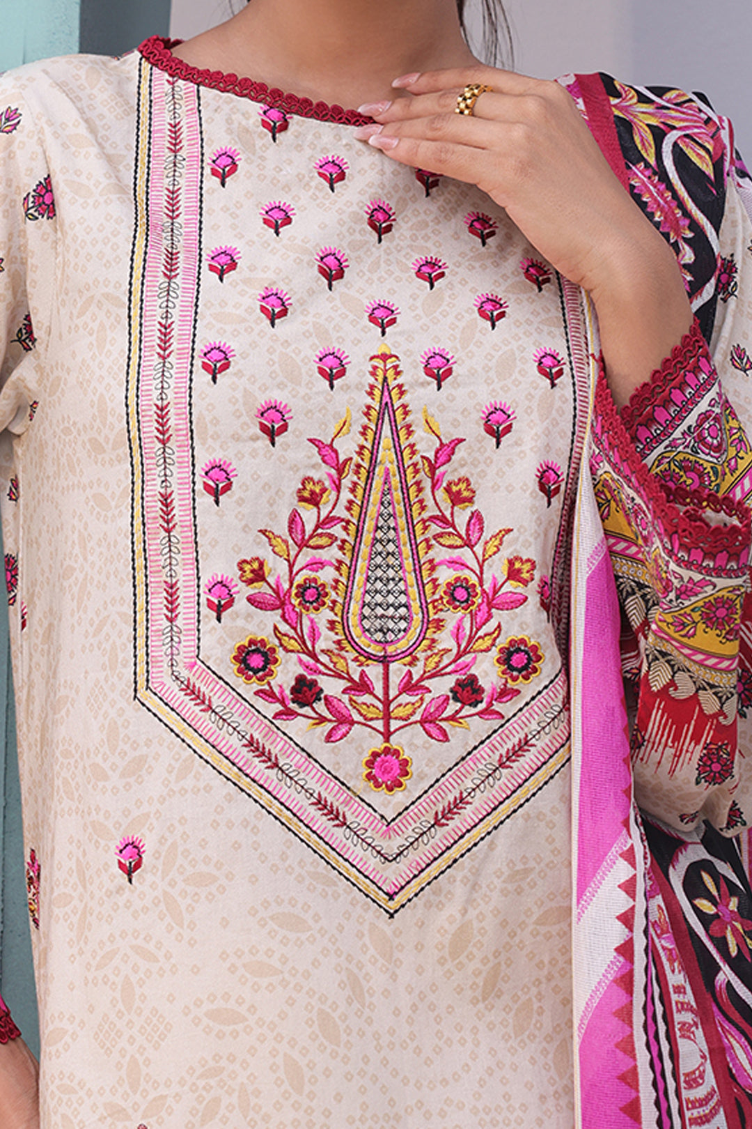 Zellbury | Unstitched 2 Piece Cambric | Embroidered Shirt Dupatta - 0022 - House Of Hania