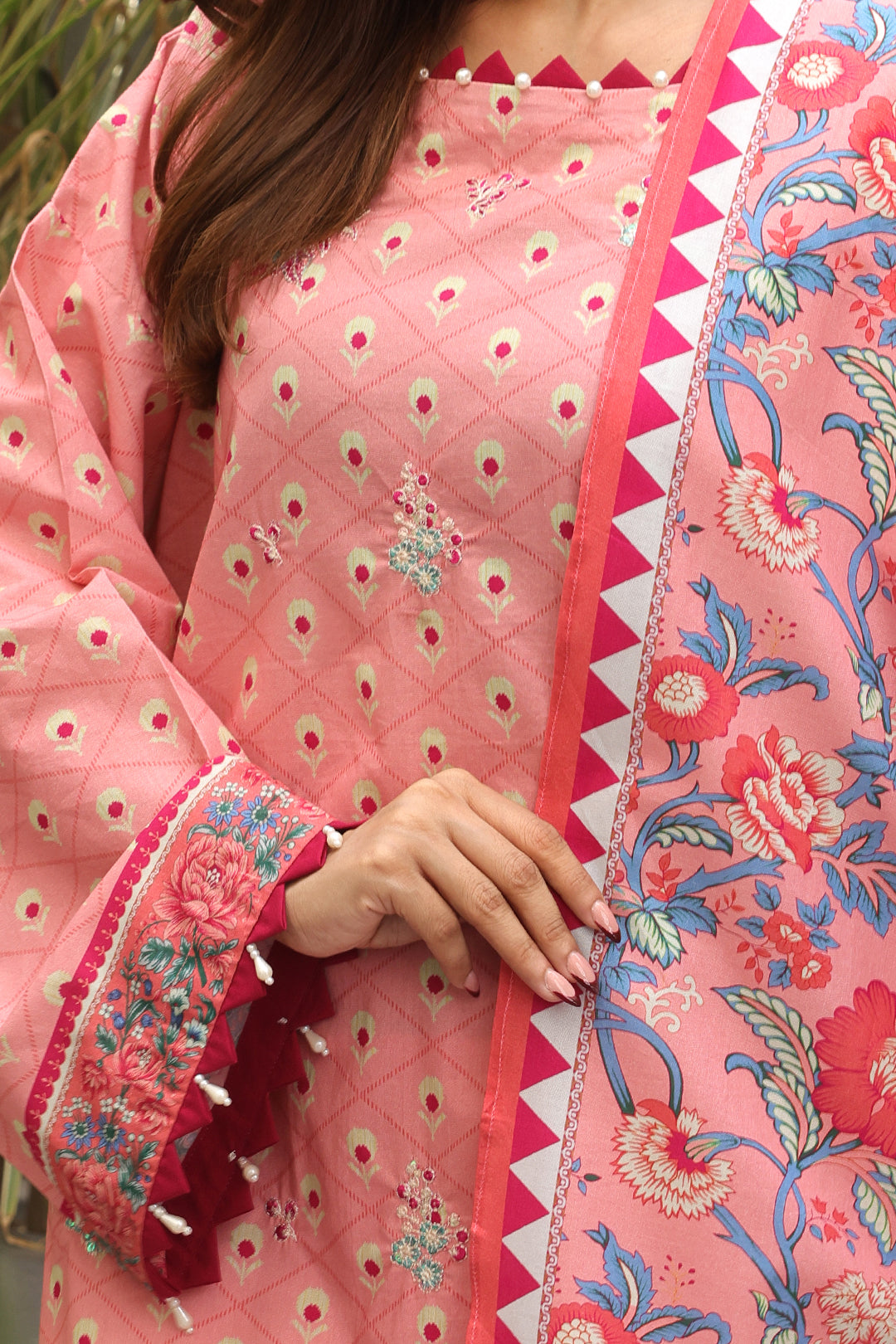 Zellbury | Unstitched 2 Piece Cambric | Embroidered Shirt Dupatta - 0025 - House Of Hania