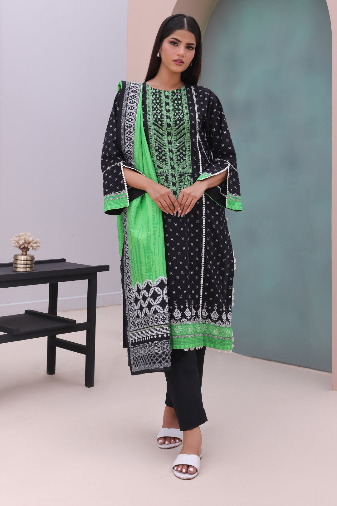 Zellbury | Unstitched 2 Piece Cambric | Embroidered Shirt Dupatta - 0027 - House Of Hania