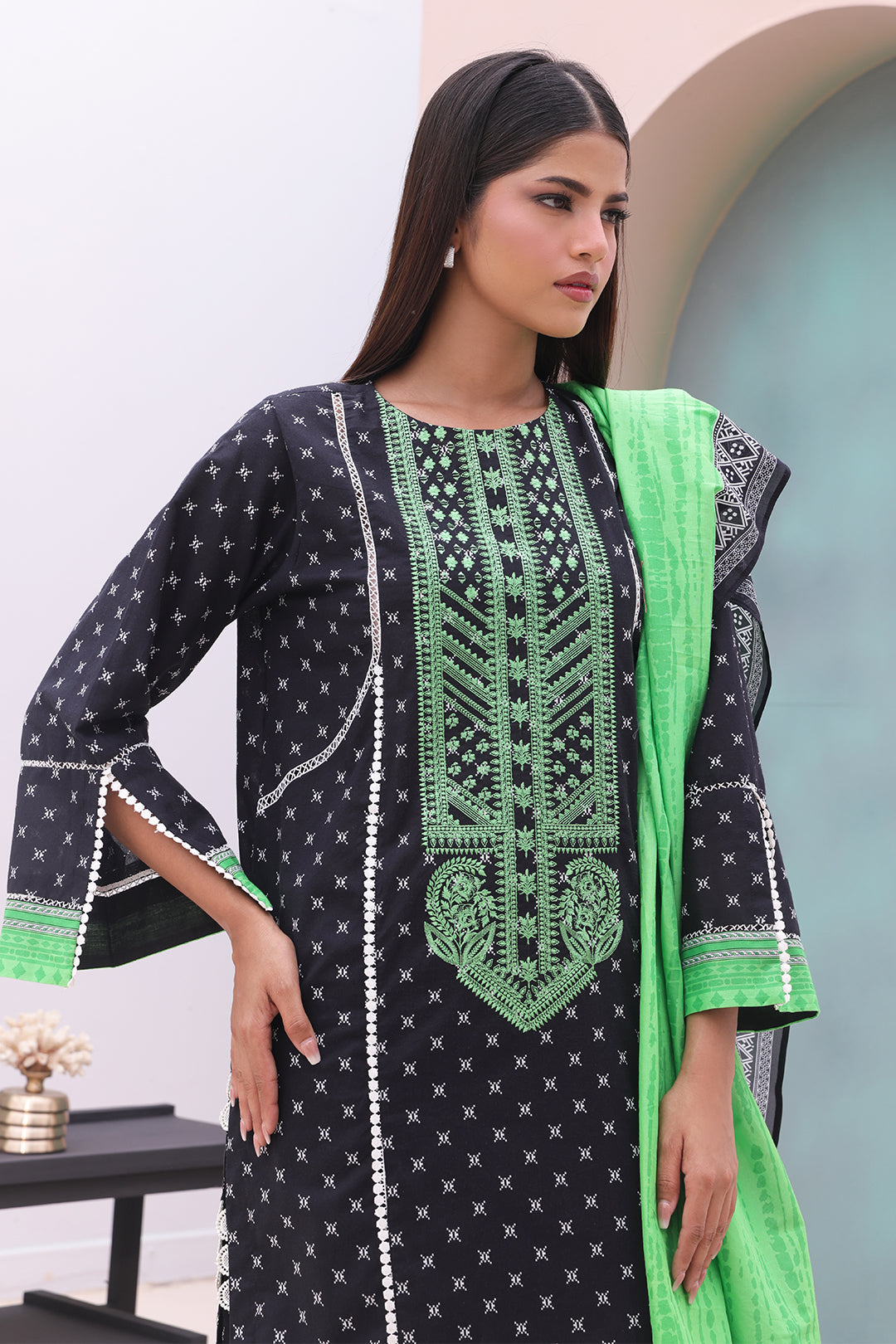 Zellbury | Unstitched 2 Piece Cambric | Embroidered Shirt Dupatta - 0027 - House Of Hania