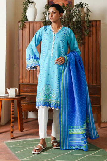 Zellbury | Unstitched 2 Piece Cambric | Embroidered Shirt Dupatta - 0028 - House Of Hania