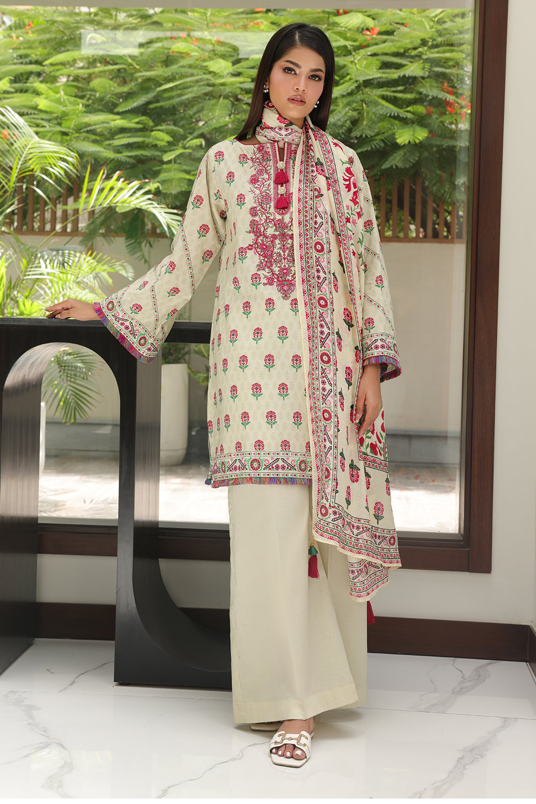 Zellbury | Unstitched 2 Piece Cambric | Embroidered Shirt Dupatta - 0105 - House Of Hania