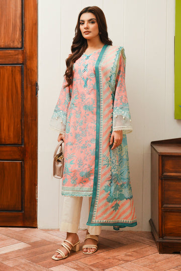 Zellbury | Unstitched 2 Piece Cambric | Embroidered Shirt Dupatta - 0106 - House Of Hania