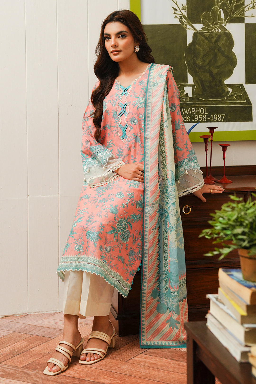 Zellbury | Unstitched 2 Piece Cambric | Embroidered Shirt Dupatta - 0106 - House Of Hania