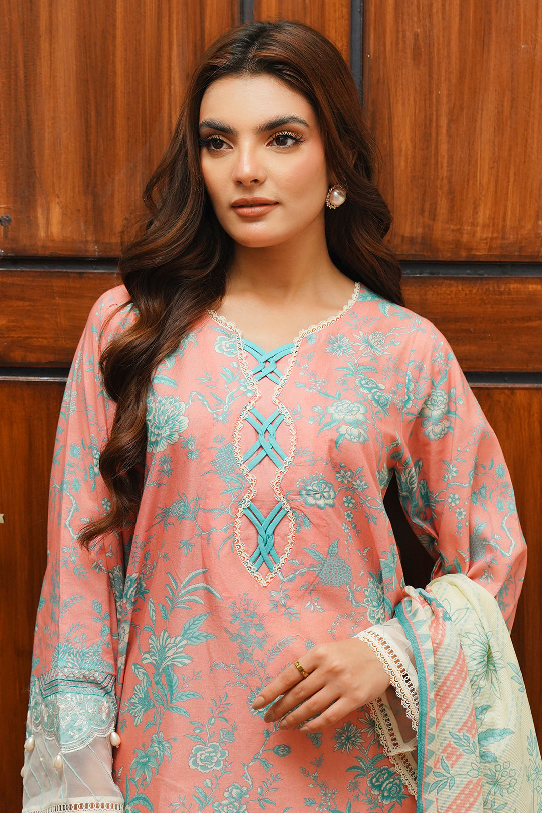 Zellbury | Unstitched 2 Piece Cambric | Embroidered Shirt Dupatta - 0106 - House Of Hania