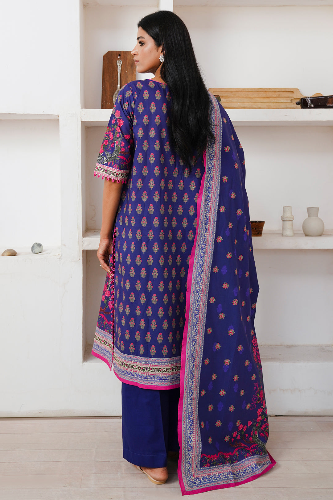Zellbury | Unstitched 2 Piece Cambric | Embroidered Shirt Dupatta - 0110 - House Of Hania