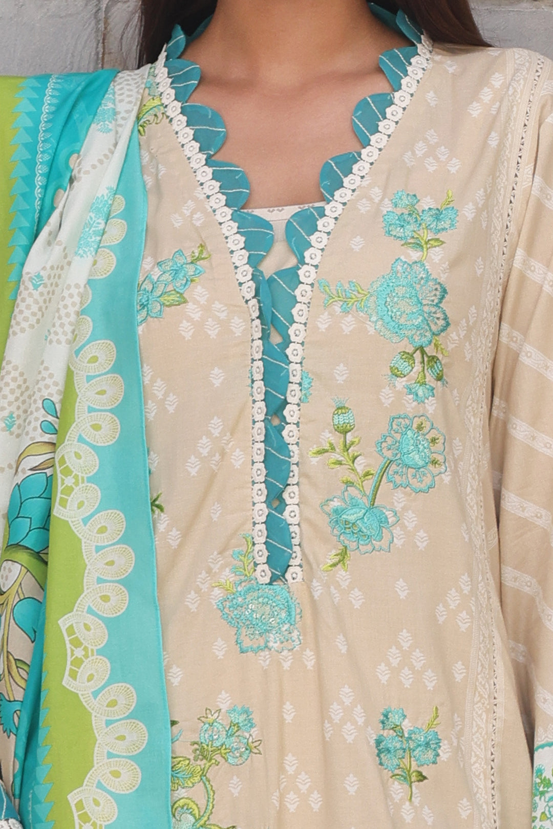 Zellbury | Unstitched 2 Piece Cambric | Embroidered Shirt Dupatta - 0112 - House Of Hania