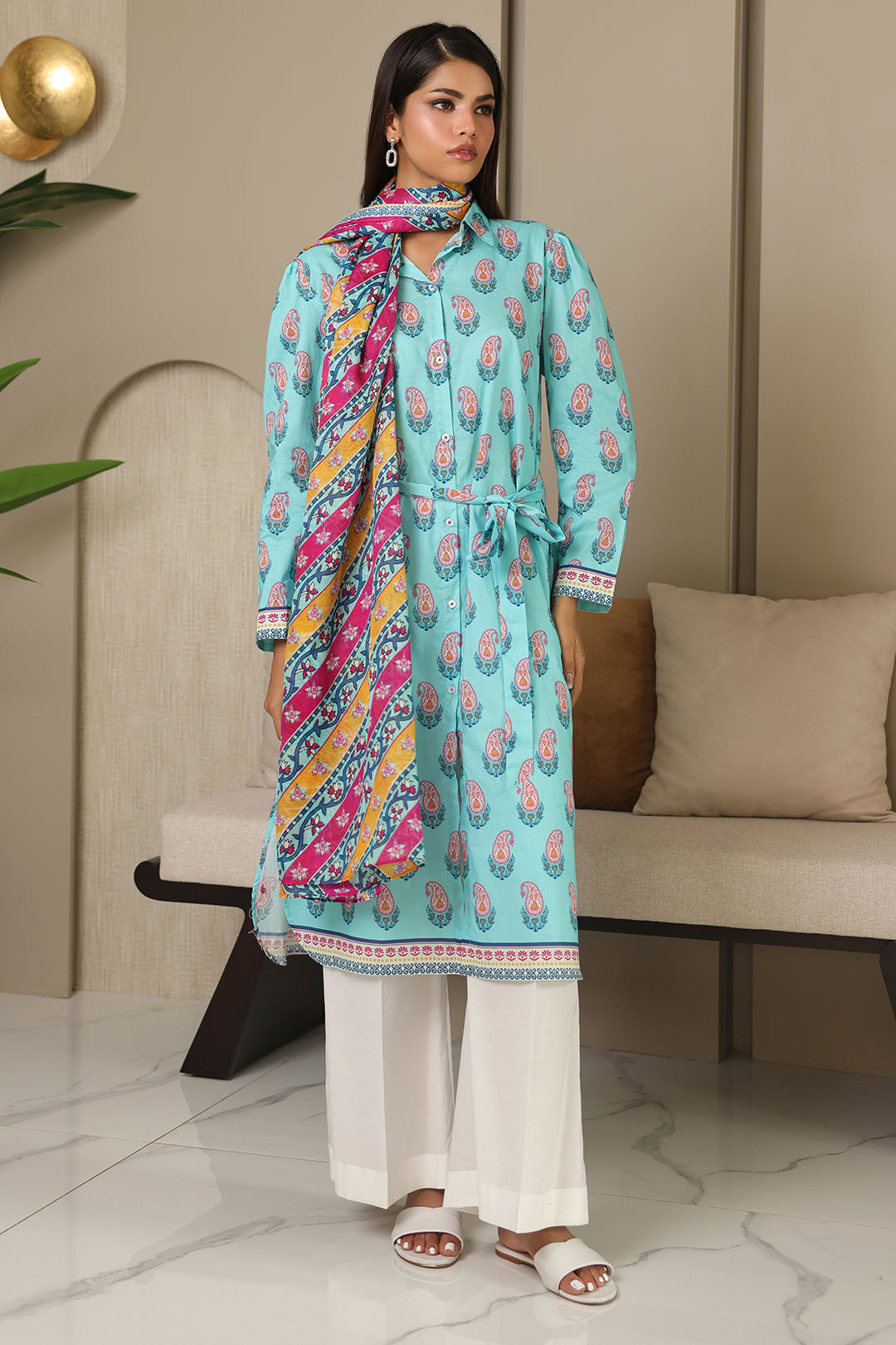 Zellbury | Unstitched 2 Piece Cambric | Shirt Dupatta - 0001 - House Of Hania