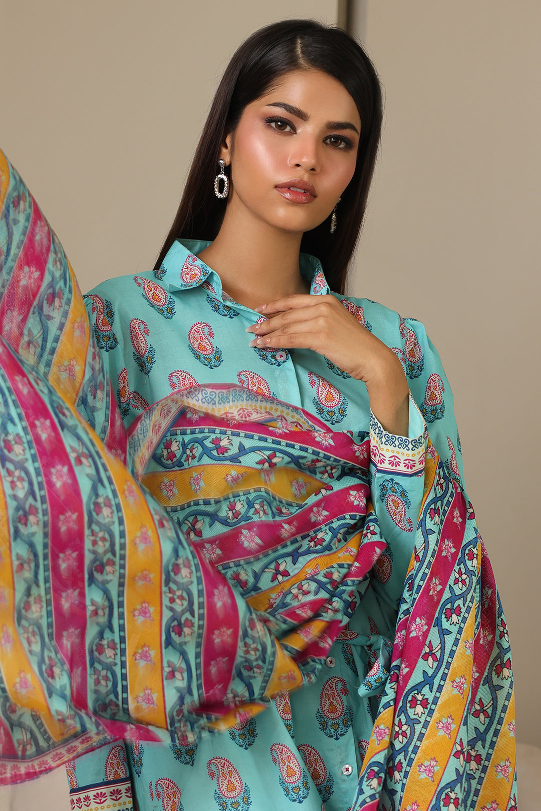 Zellbury | Unstitched 2 Piece Cambric | Shirt Dupatta - 0001 - House Of Hania