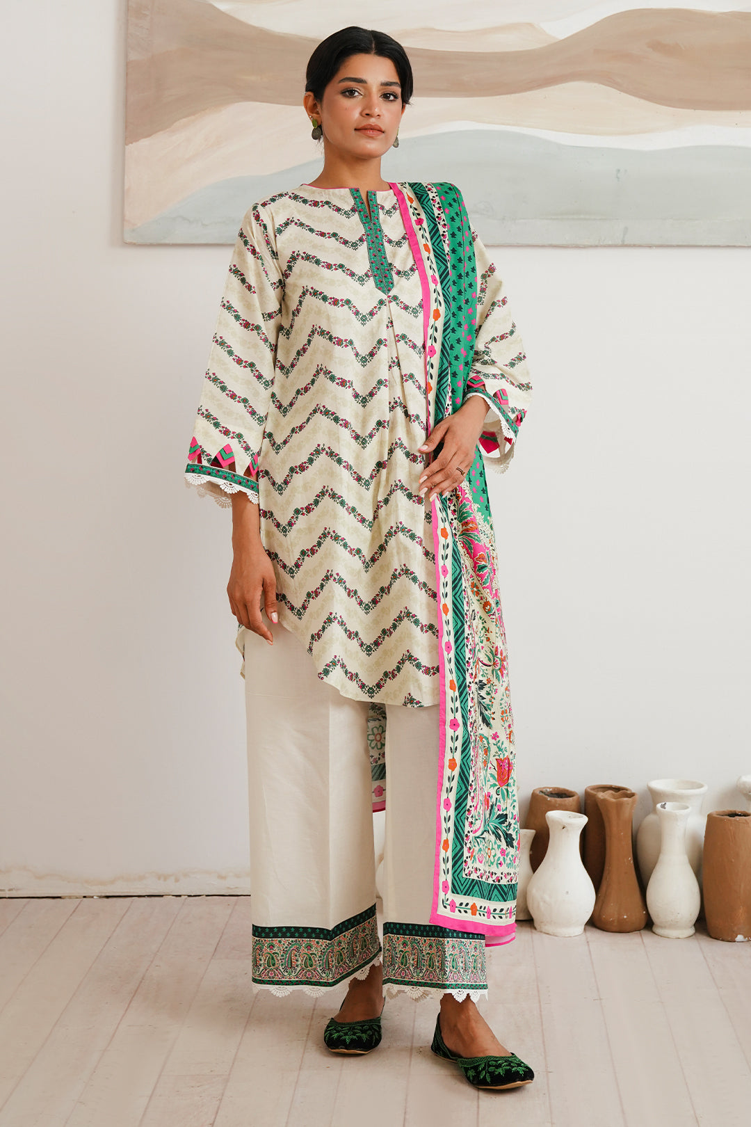 Zellbury | Unstitched 2 Piece Cambric | Shirt Dupatta - 0009 - House Of Hania