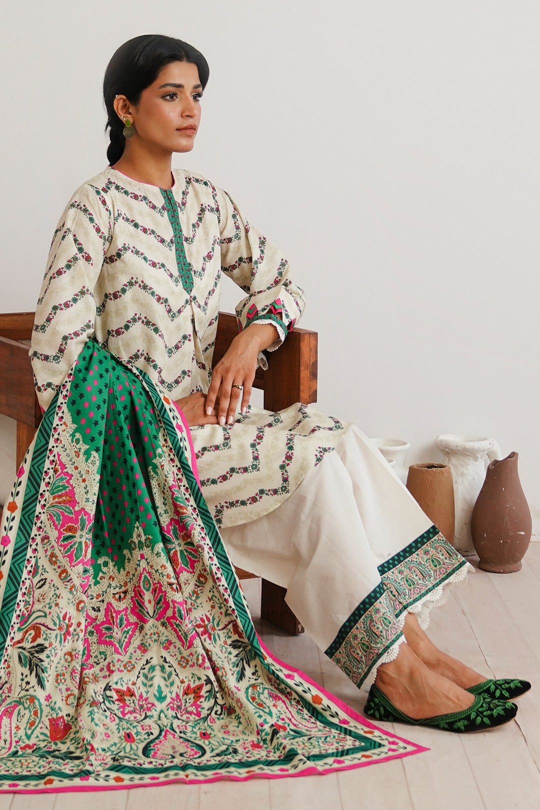 Zellbury | Unstitched 2 Piece Cambric | Shirt Dupatta - 0009 - House Of Hania