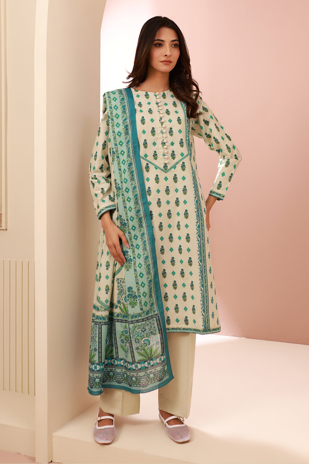 Zellbury | Unstitched 2 Piece Cambric | Shirt Dupatta - 0606 - House Of Hania